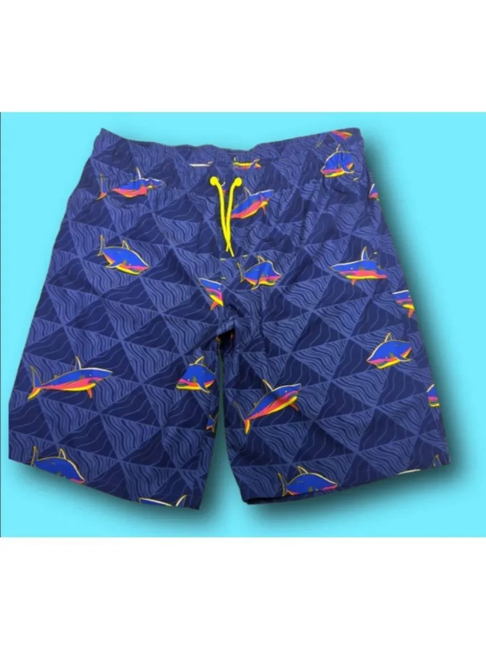 Boys Wonder Nation Swim Trunks XL (14-16) Blue Shark Print